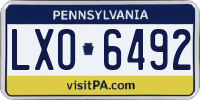 PA license plate LXO6492