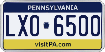 PA license plate LXO6500
