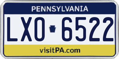 PA license plate LXO6522