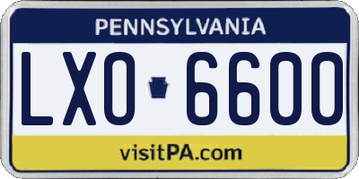 PA license plate LXO6600