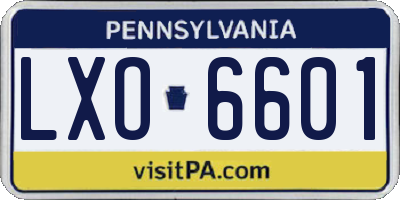 PA license plate LXO6601