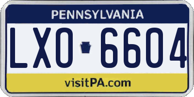 PA license plate LXO6604