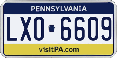 PA license plate LXO6609