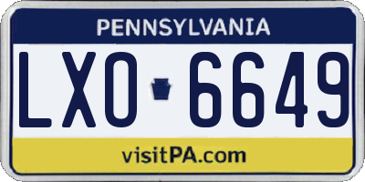PA license plate LXO6649