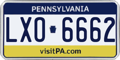 PA license plate LXO6662