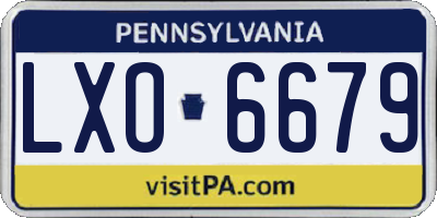 PA license plate LXO6679