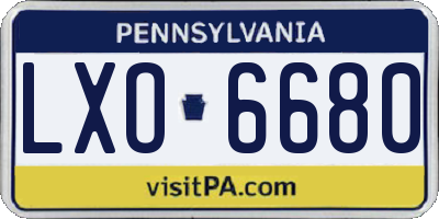 PA license plate LXO6680