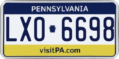 PA license plate LXO6698
