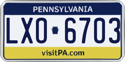 PA license plate LXO6703