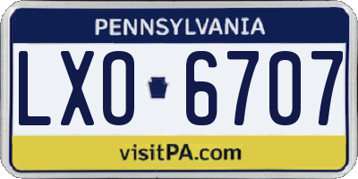 PA license plate LXO6707