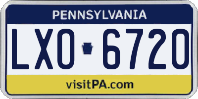 PA license plate LXO6720