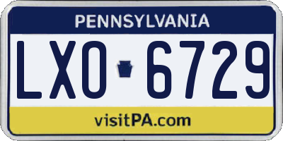 PA license plate LXO6729