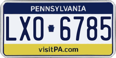 PA license plate LXO6785