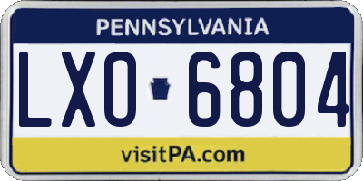 PA license plate LXO6804