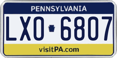 PA license plate LXO6807