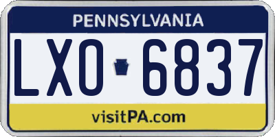 PA license plate LXO6837