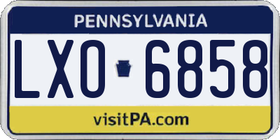 PA license plate LXO6858