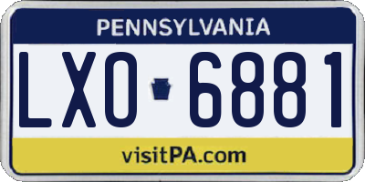 PA license plate LXO6881