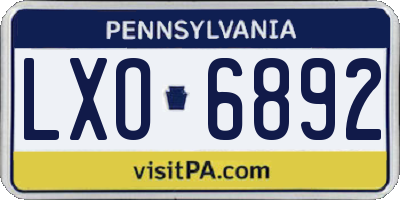 PA license plate LXO6892