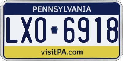 PA license plate LXO6918