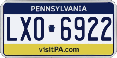 PA license plate LXO6922