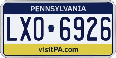 PA license plate LXO6926