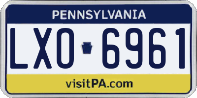 PA license plate LXO6961