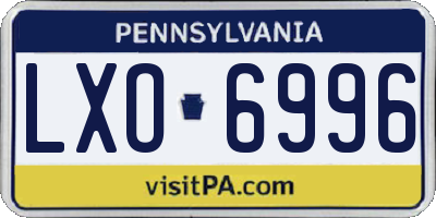PA license plate LXO6996