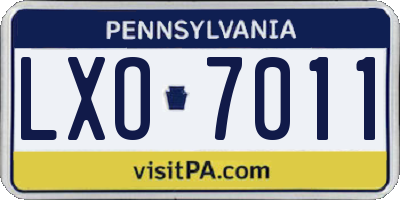 PA license plate LXO7011