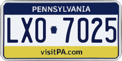 PA license plate LXO7025