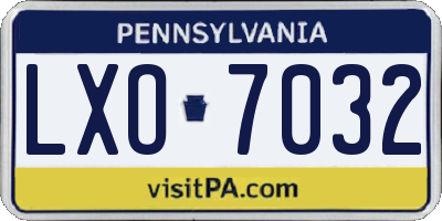 PA license plate LXO7032