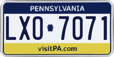 PA license plate LXO7071