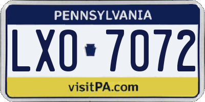 PA license plate LXO7072