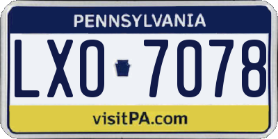 PA license plate LXO7078