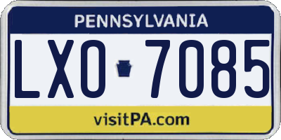 PA license plate LXO7085