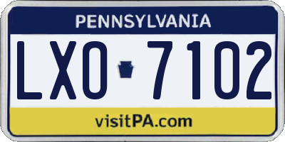 PA license plate LXO7102