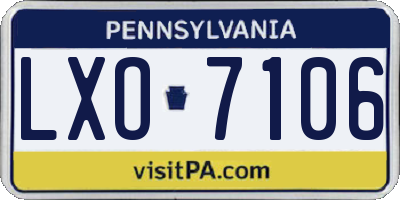 PA license plate LXO7106