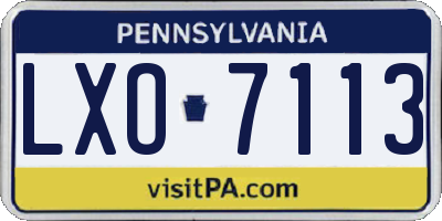 PA license plate LXO7113