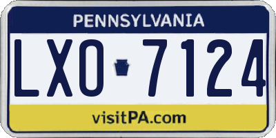 PA license plate LXO7124