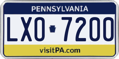 PA license plate LXO7200