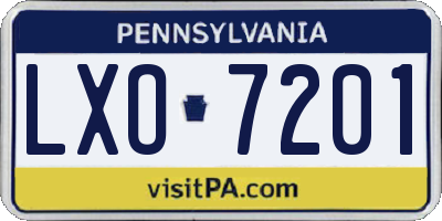 PA license plate LXO7201