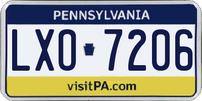 PA license plate LXO7206