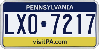 PA license plate LXO7217