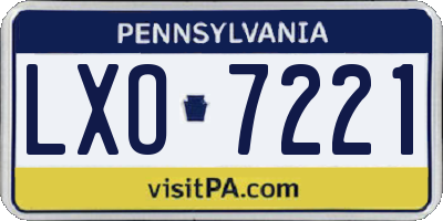 PA license plate LXO7221