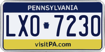 PA license plate LXO7230