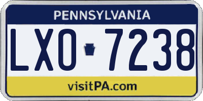 PA license plate LXO7238