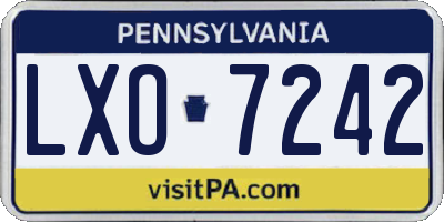 PA license plate LXO7242