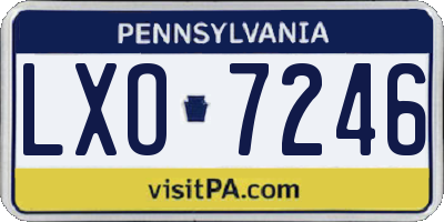 PA license plate LXO7246