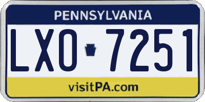 PA license plate LXO7251