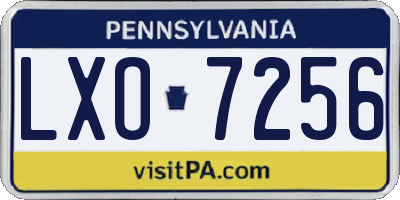 PA license plate LXO7256